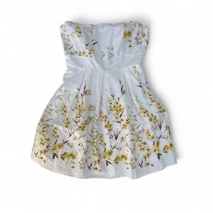 Yellow floral spring cocktail dress